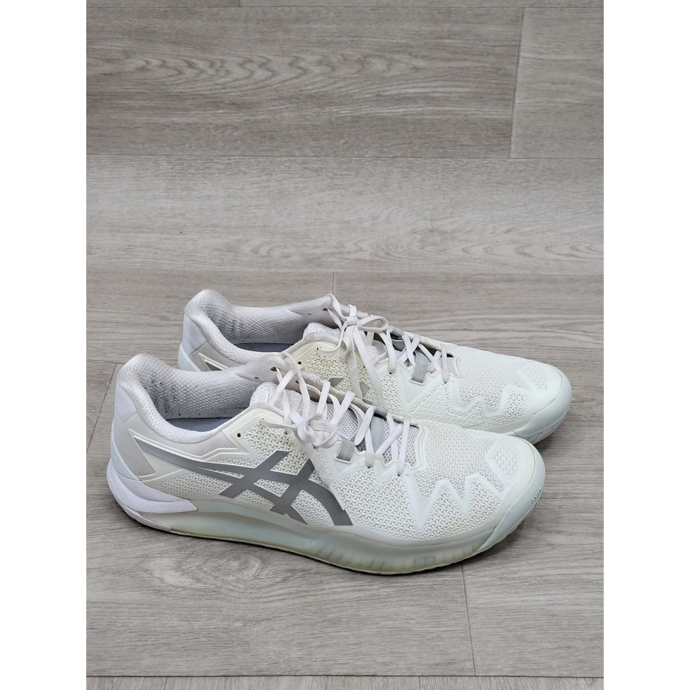 ASICS Gel Resolution 8 Men's Sz 13 Ivory Chrome Tennis Pickleball Shoes 1041A079